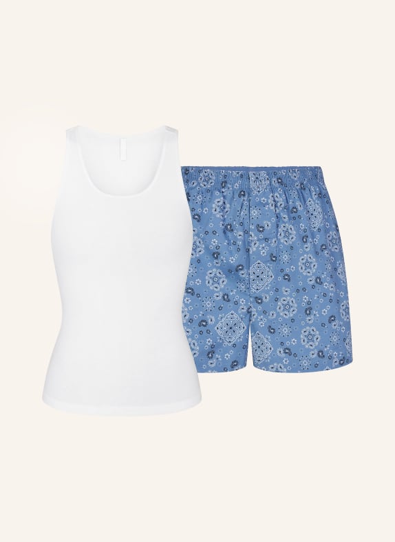SKIMS Shorty-Schlafanzug COTTON POPLIN ARCTIC SNOW BANDANA