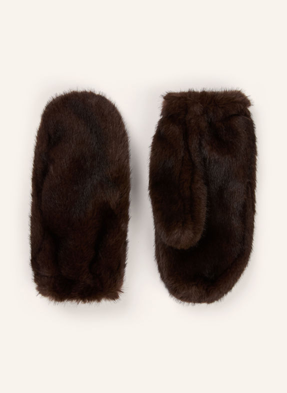 darling harbour Faux fur mittens BROWN