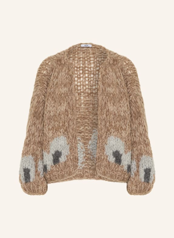 MAIAMI Knitted cover with alpaca BROWN / BLUE GRAY / DARK GRAY