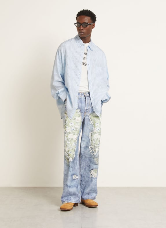 Acne Studios Overhemd Custom Fit LICHTBLAUW / DONKERBLAUW / WIT