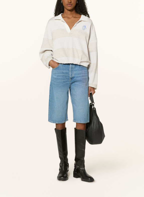 10DAYS Sweat-Poloshirt ECRU / HELLGRAU / BLAU
