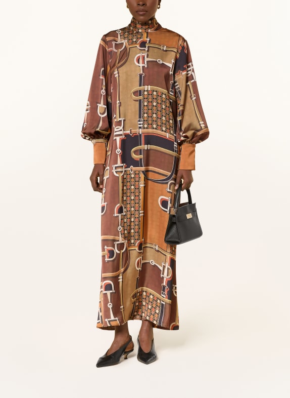 ANNA's Robe à nœud en satin MARRON / ORANGE FONCÉ / KAKI