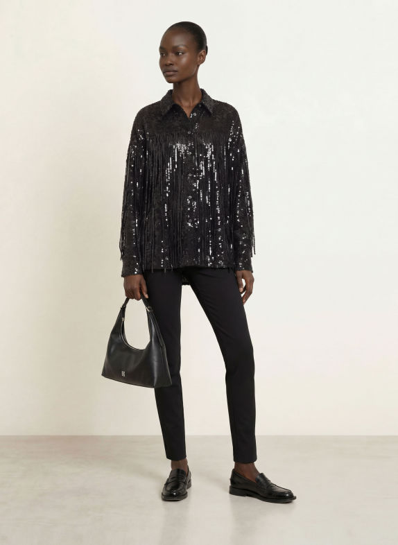 BOGNER Bluse mit Pailletten SCHWARZ