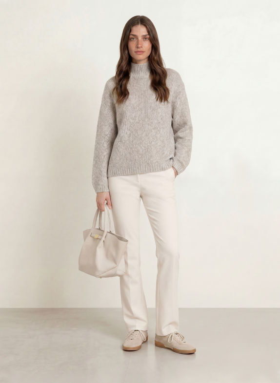 BOGNER Pullover SVONI mit Glitzergarn HELLGRAU / CREME