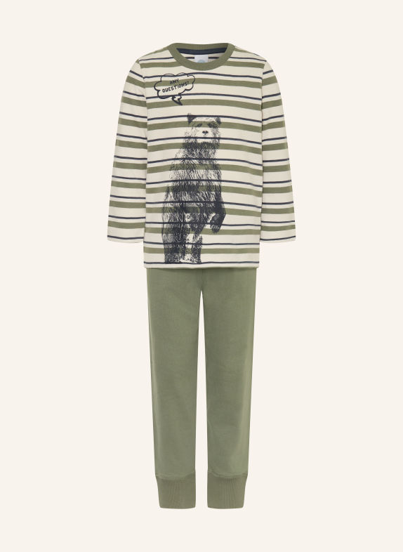 Sanetta Pyjama OLIJF / CRÈME / DONKERBLAUW