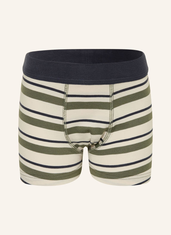 Sanetta Boxershorts OLIJF / CRÈME / DONKERBLAUW