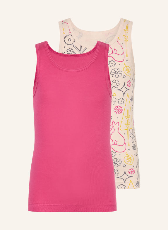 Sanetta Set van 2 tops CRÈME / FUCHSIA / DONKERGEEL
