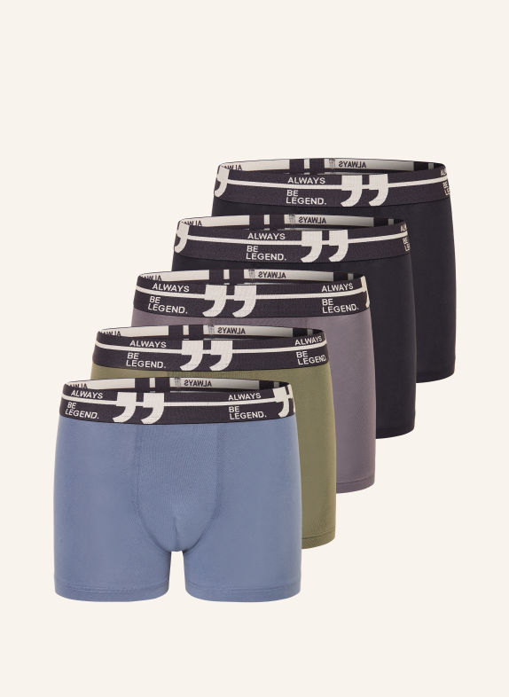 Sanetta 5-pack boxershorts KAKI / DONKERGRIJS / GRIJS
