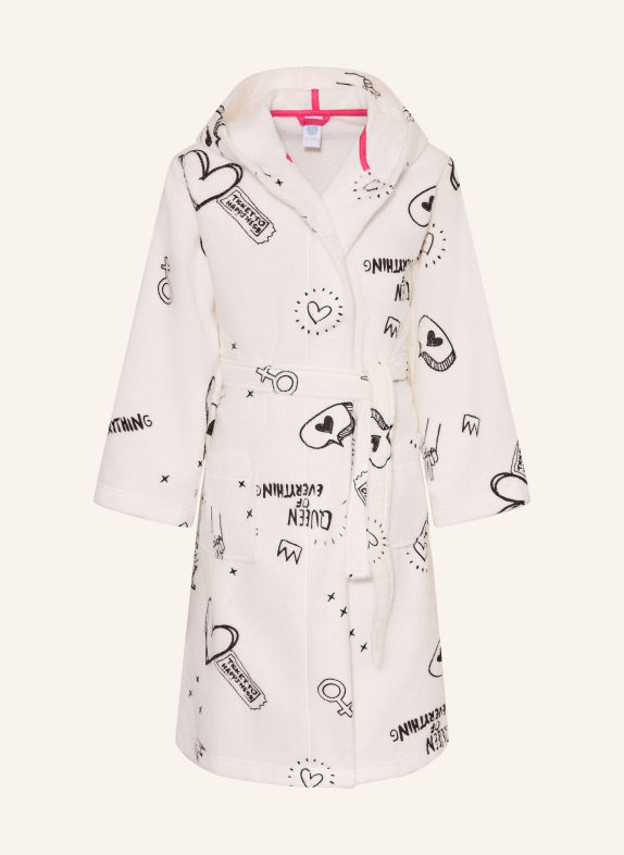 Sanetta Hooded bathrobe WHITE / BLACK