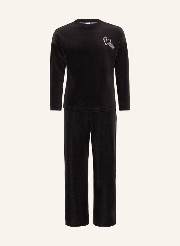 Sanetta Pyjama van velours ZWART / WIT