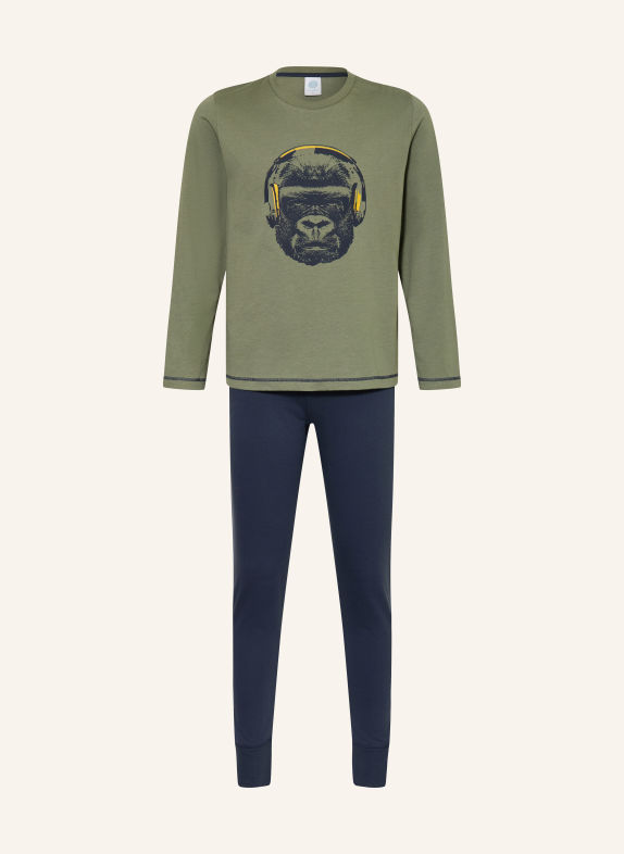 Sanetta Pyjama OLIJF / GEEL / DONKERBLAUW