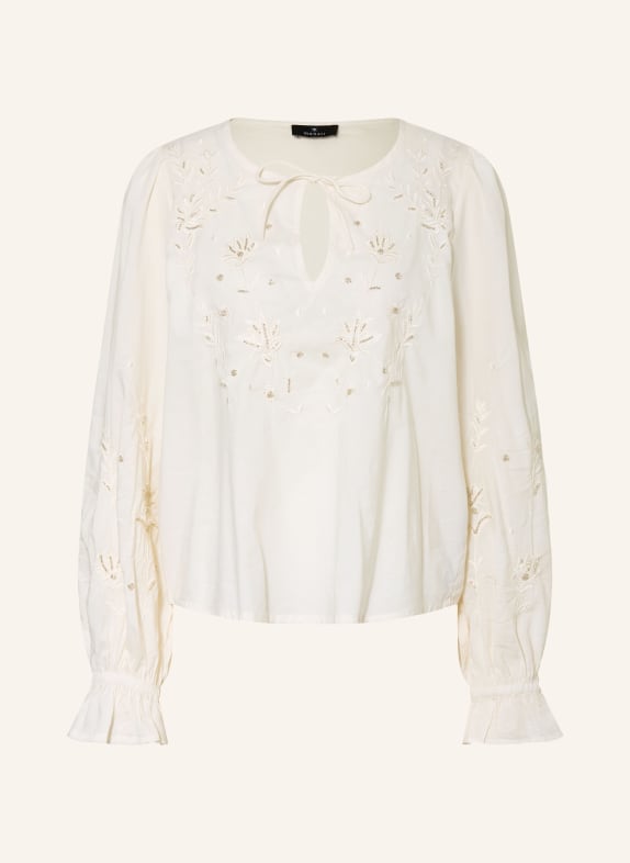 monari Blouse met ruches en strass-steentjes WIT / ZILVER