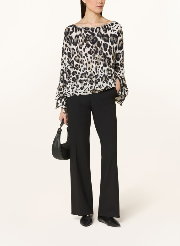 monari Blouse met volants WIT / GRIJS / ZWART