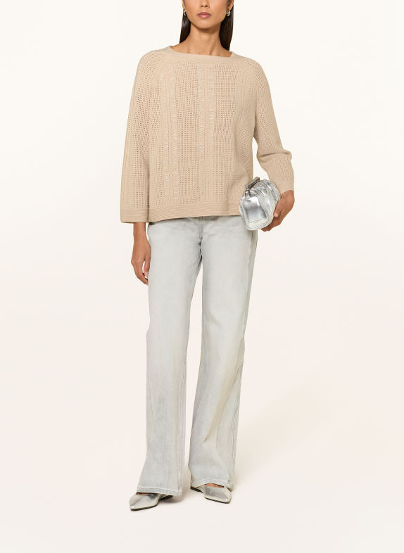 ELENA MIRO Pull orné de pierres décoratives BEIGE