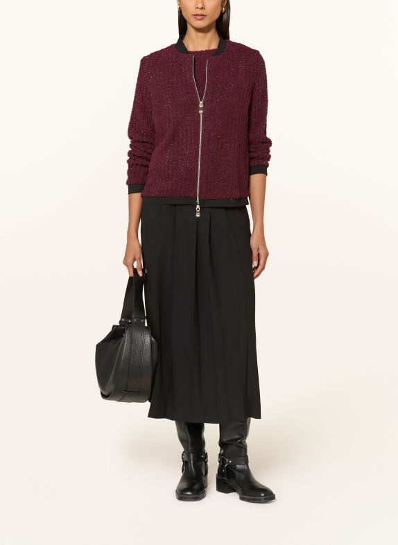ELENA MIRO Knitted blouson with glitter yarn DARK RED / BLACK