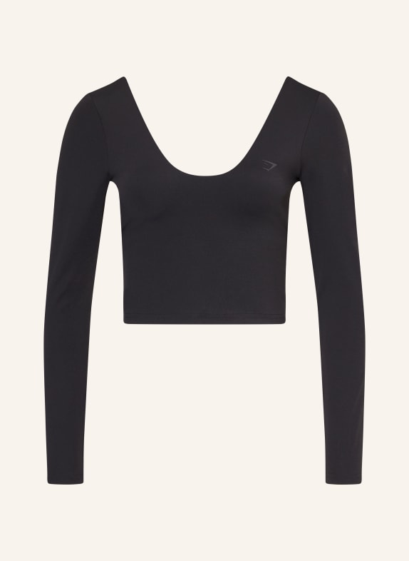 GYMSHARK T-shirt à manches longues CROSSOVER BACK NOIR