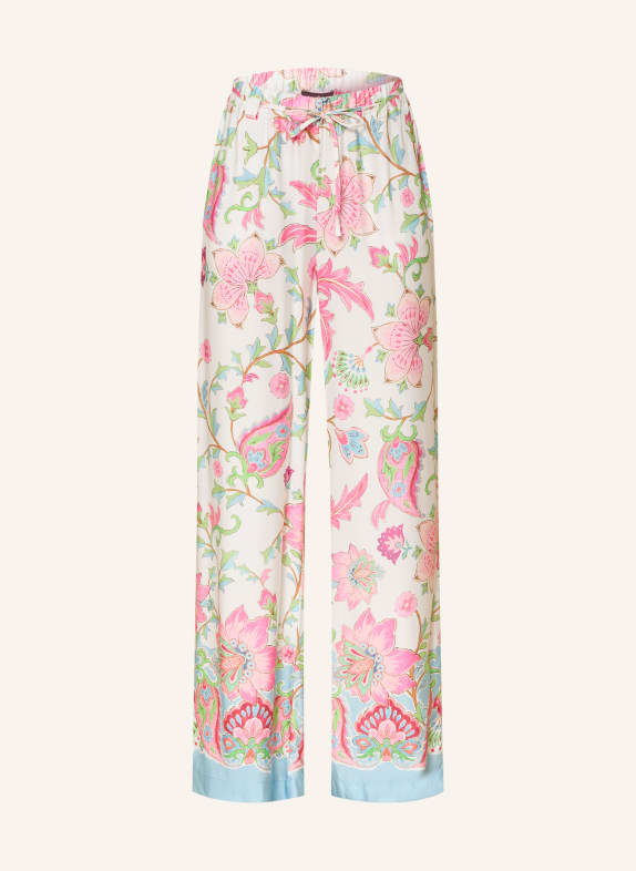 monari Marlene-broek van satijn WIT / ROZE / GROEN