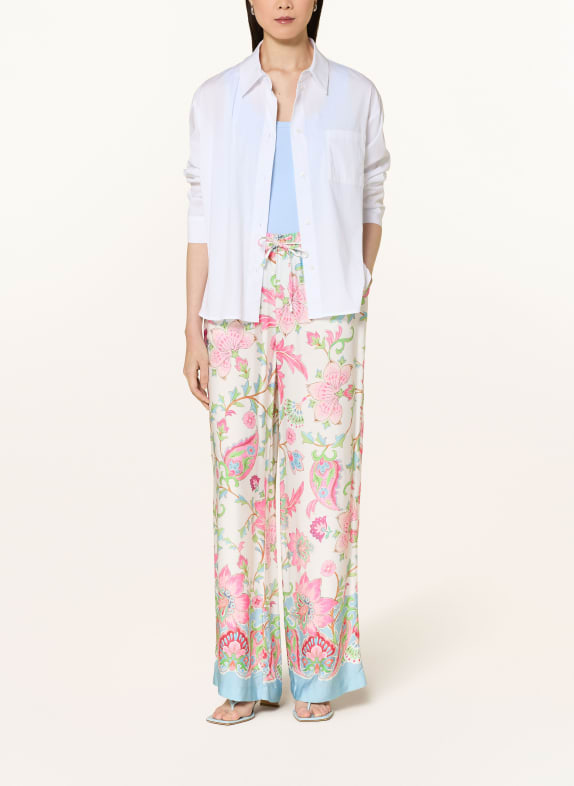 monari Marlene-broek van satijn WIT / ROZE / GROEN