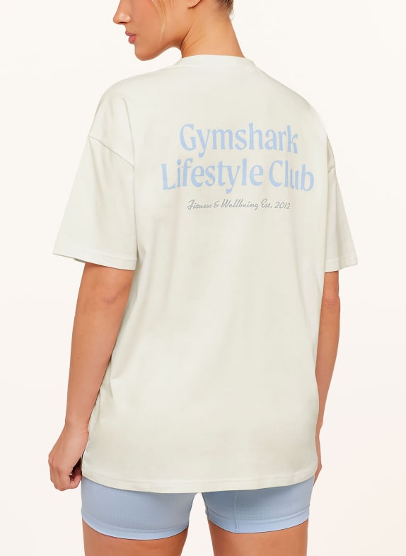 GYMSHARK Oversized-Shirt LIFESTYLE CLUB GRAPHIC WEISS / HELLBLAU