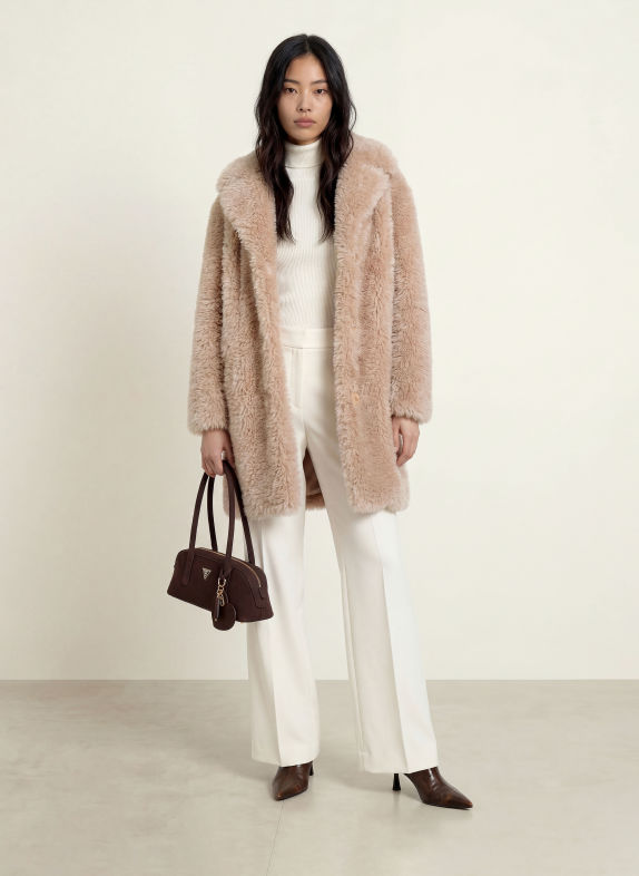 GUESS Kunstfell-Mantel NICOLETTA BEIGE