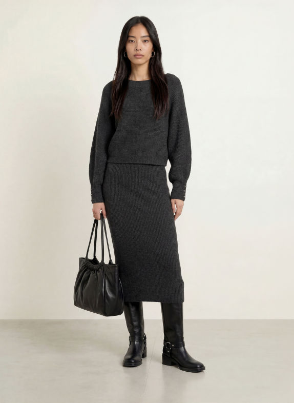 GUESS EMILY Cropped Sweater DARK GRAY