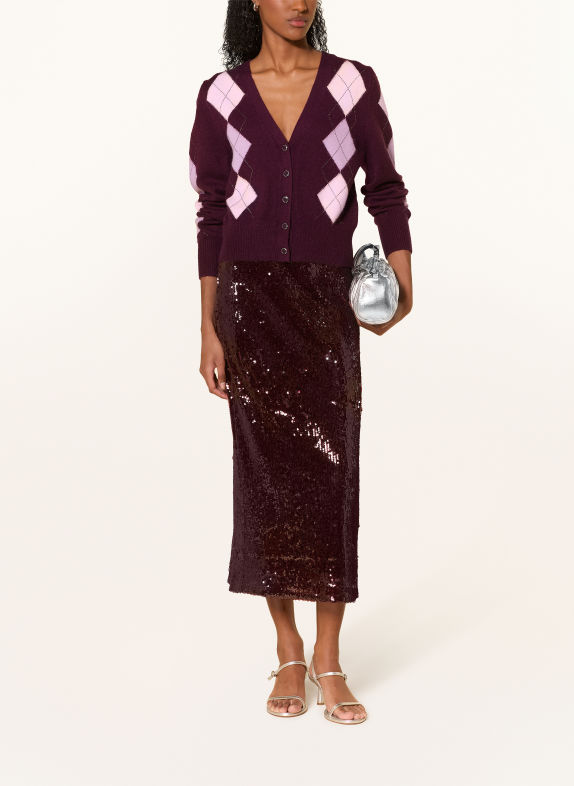 GUESS GRACIE cardigan with gemstones DARK PURPLE / LIGHT PINK / LIGHT PURPLE