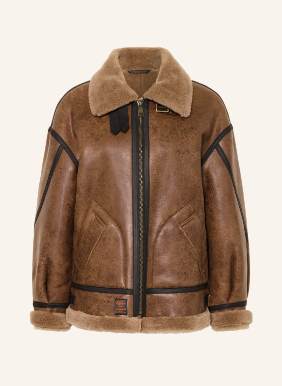 BOMBERS ORIGINAL Lederjacke BRAUN / SCHWARZ