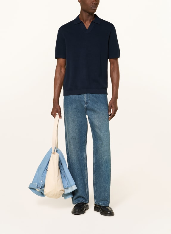 ARKET Tricou polo din tricot ALBASTRU ÎNCHIS