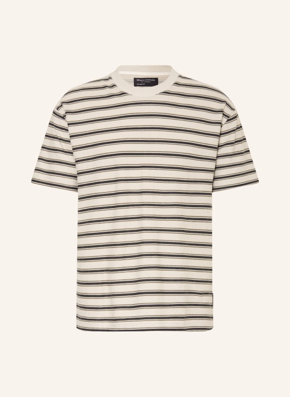 Marc O'Polo T-shirt met linnen BEIGE / OLIJF / ZWART