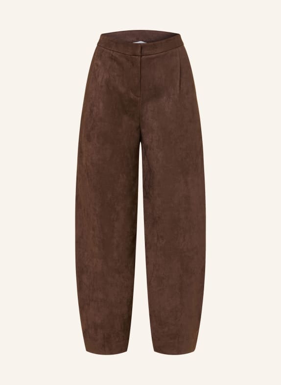 darling harbour Leather-look jersey pants DARK BROWN