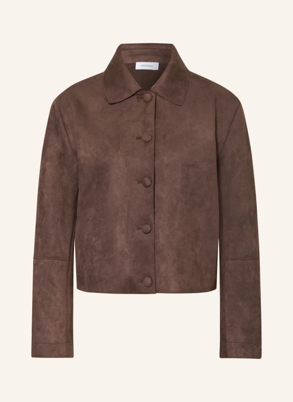 darling harbour Leather-look jersey jacket DARK BROWN