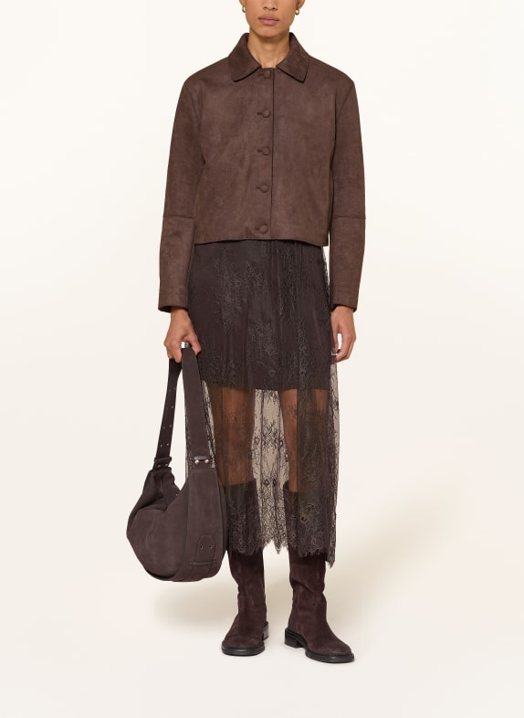 darling harbour Leather-look jersey jacket DARK BROWN