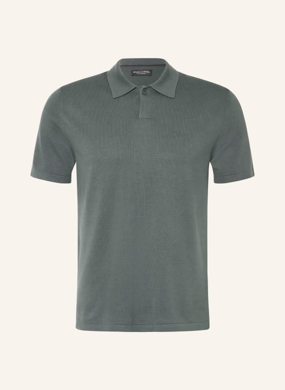 Marc O'Polo Gebreid poloshirt DONKERGROEN