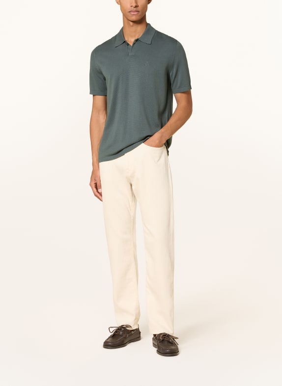 Marc O'Polo Gebreid poloshirt DONKERGROEN