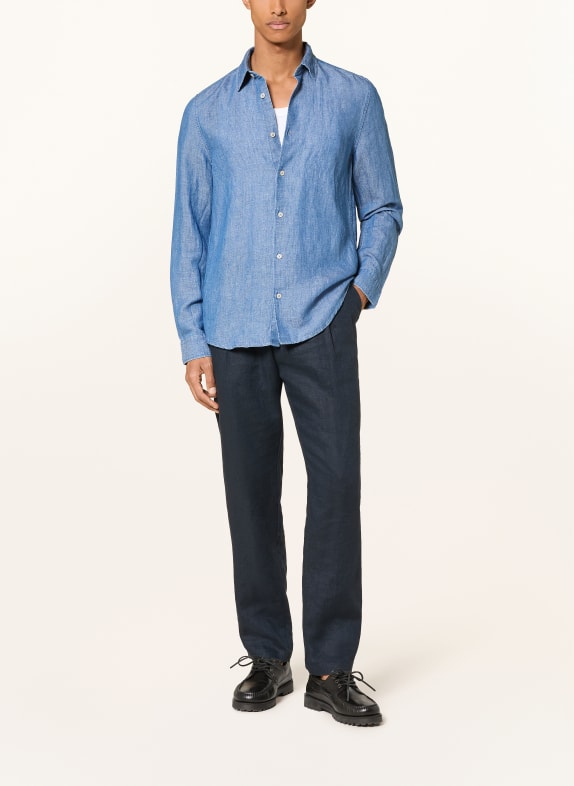 Marc O'Polo Hemd Shaped Fit mit Leinen BLAU