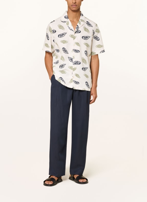 Marc O'Polo Resorthemd Regular Fit met linnen WIT / GROEN / DONKERBLAUW