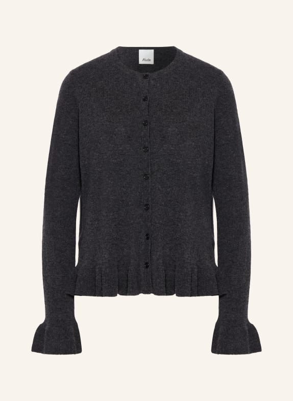 ALLUDE Strickjacke mit Cashmere und Rüschen DUNKELGRAU