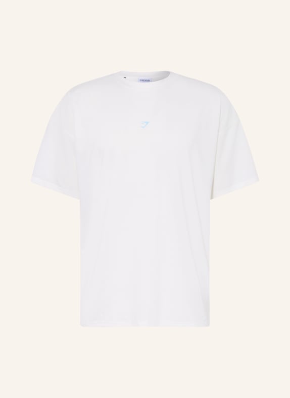 GYMSHARK Oversized-Shirt GSRC STENCIL aus Mesh WEISS / ROT / BLAU