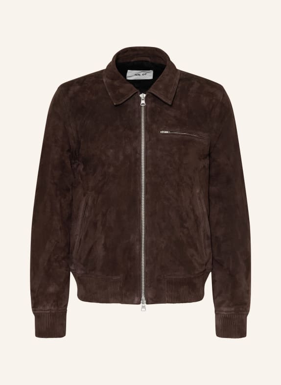 NN.07 Veste en cuir OWEN MARRON FONCÉ