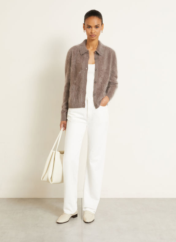 IRIS von ARNIM Kashmirstickad kofta ELYN TAUPE