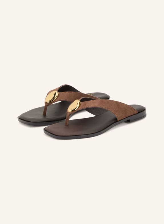 È MIA Toe-separator sandals with gemstones DARK BROWN / GOLD