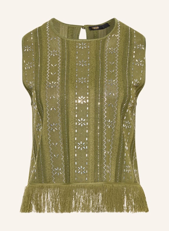 maje Top mit Glitzergarn und Schmucksteinen OLIV
