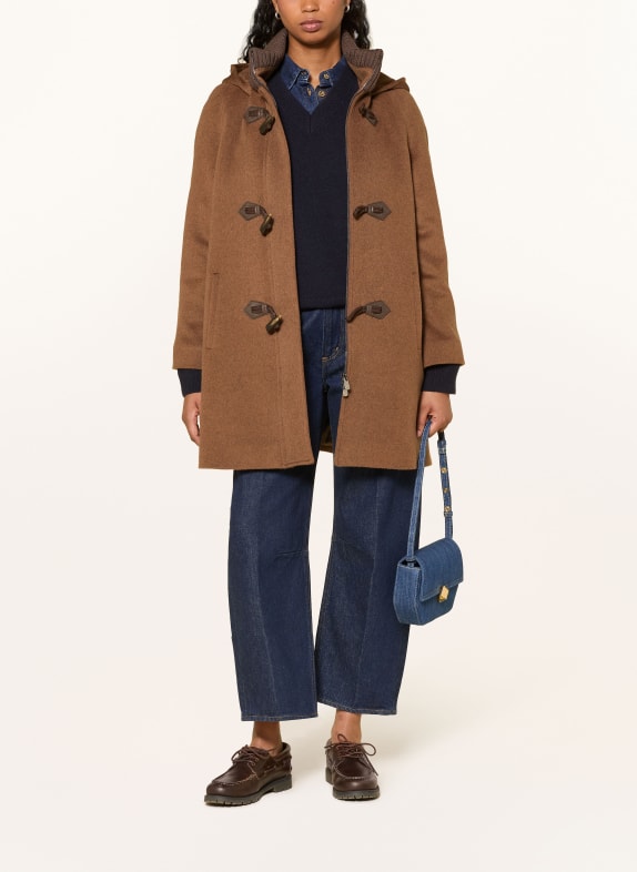CINZIA ROCCA Duffle-coat à capuche amovible MARRON / MARRON FONCÉ