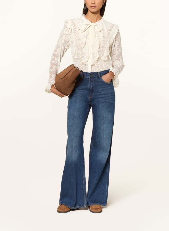 darling harbour Schluppenbluse aus Spitze mit Volants OFFWHITE
