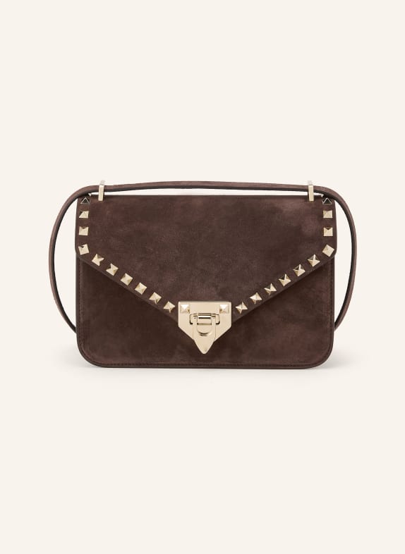 VALENTINO GARAVANI ROCKSTUD SMALL shoulder bag with studs BROWN