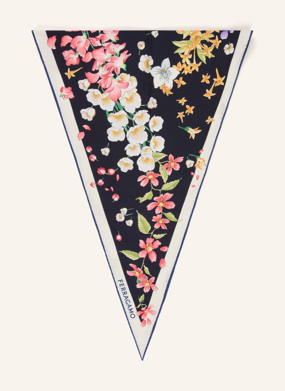 FERRAGAMO Silk scarf DARK BLUE / CREAM / DARK YELLOW
