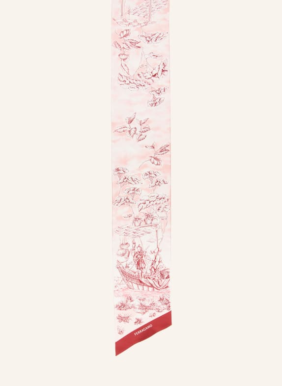 FERRAGAMO Seidenschal ROSÉ / DUNKELROT / WEISS