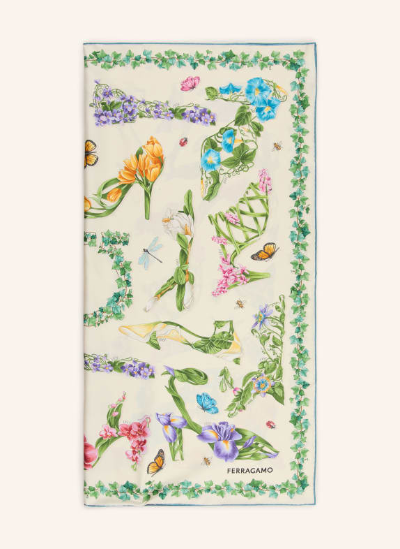 FERRAGAMO Silk scarf GREEN / ECRU / PURPLE