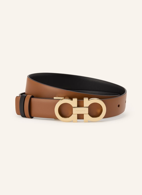 FERRAGAMO Omkeerbare leren riem BRUIN / ZWART