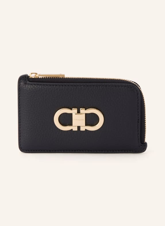 FERRAGAMO Porte-cartes DOUBLE GANCIO NOIR / OR